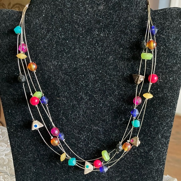 CHICO’S 16” + 4” extender multi-color bead necklace on st wire $19 - Picture 2 of 3